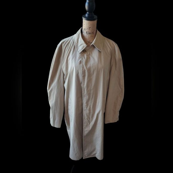 London Fog Trench Coat Mens SZ 42 Long Khaki Vintage Washable Rain Repellant - Picture 1 of 5